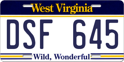 WV license plate DSF645