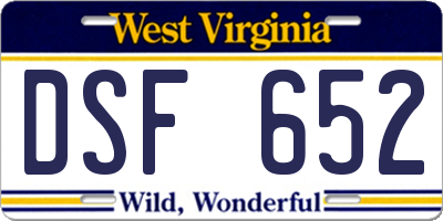 WV license plate DSF652