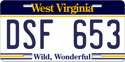 WV license plate DSF653
