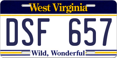 WV license plate DSF657