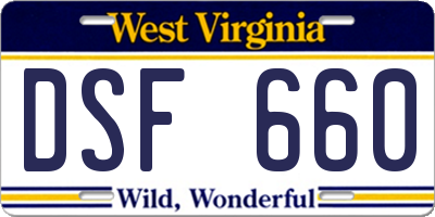 WV license plate DSF660