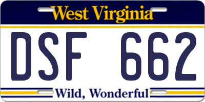 WV license plate DSF662