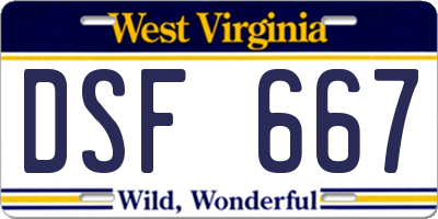 WV license plate DSF667