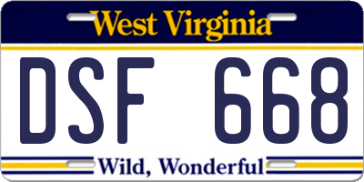 WV license plate DSF668
