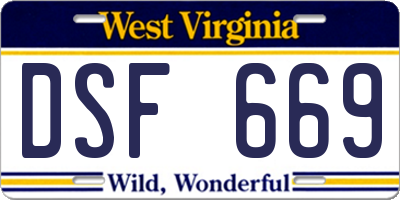 WV license plate DSF669