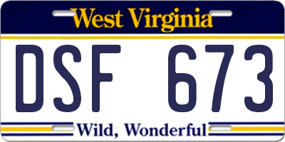 WV license plate DSF673