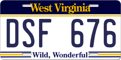 WV license plate DSF676