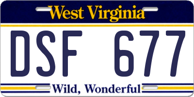 WV license plate DSF677