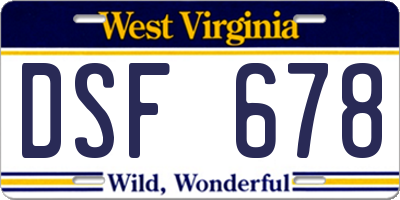 WV license plate DSF678