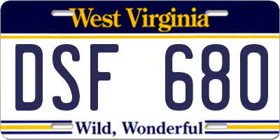 WV license plate DSF680