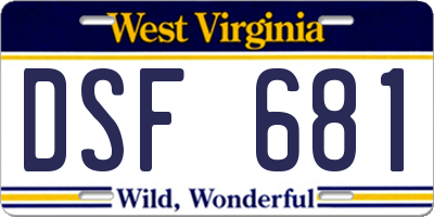 WV license plate DSF681