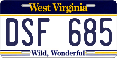 WV license plate DSF685
