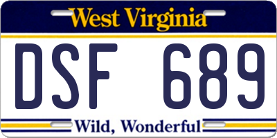 WV license plate DSF689