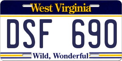 WV license plate DSF690
