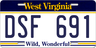 WV license plate DSF691