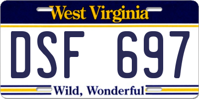 WV license plate DSF697