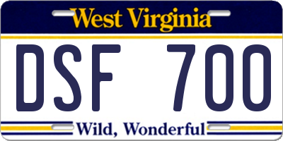 WV license plate DSF700