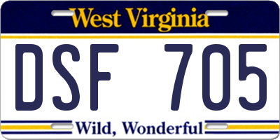 WV license plate DSF705