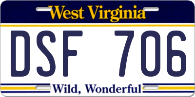 WV license plate DSF706