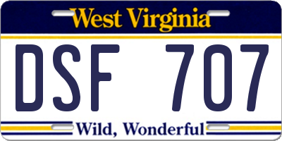 WV license plate DSF707