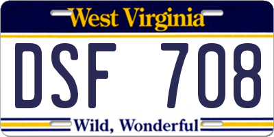 WV license plate DSF708