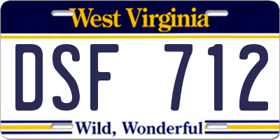 WV license plate DSF712