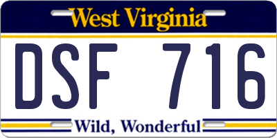 WV license plate DSF716