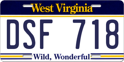 WV license plate DSF718