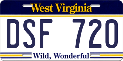 WV license plate DSF720