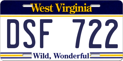 WV license plate DSF722
