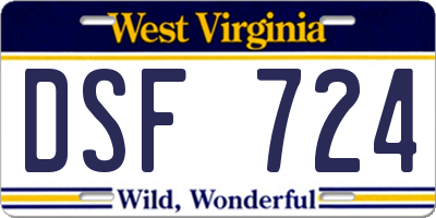WV license plate DSF724