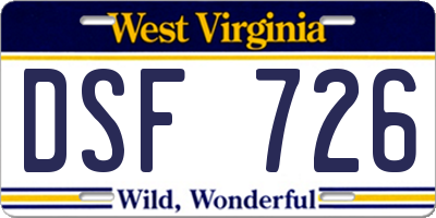 WV license plate DSF726