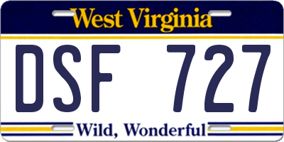 WV license plate DSF727