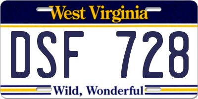 WV license plate DSF728