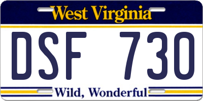 WV license plate DSF730