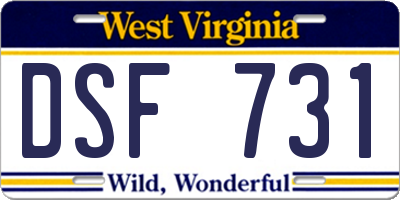WV license plate DSF731