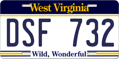 WV license plate DSF732
