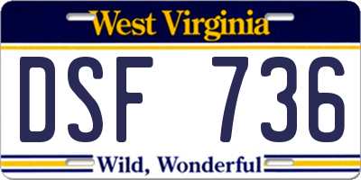 WV license plate DSF736