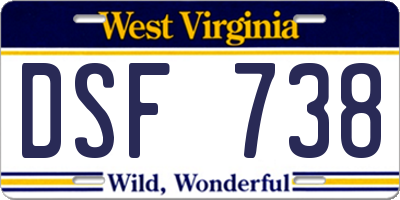 WV license plate DSF738