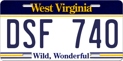 WV license plate DSF740