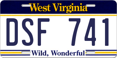 WV license plate DSF741