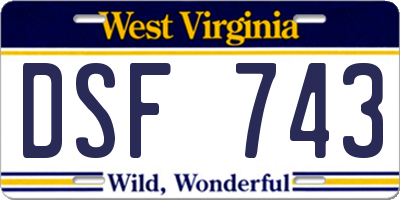 WV license plate DSF743
