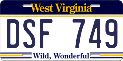 WV license plate DSF749