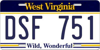 WV license plate DSF751