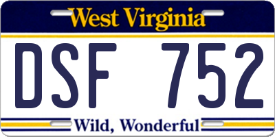WV license plate DSF752