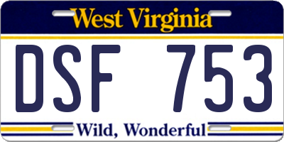 WV license plate DSF753