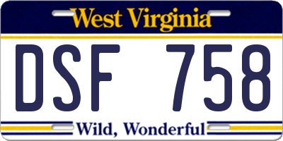 WV license plate DSF758