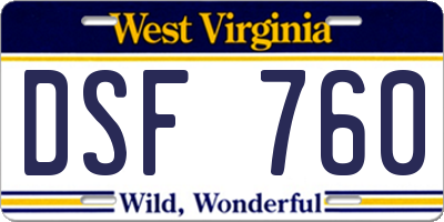 WV license plate DSF760