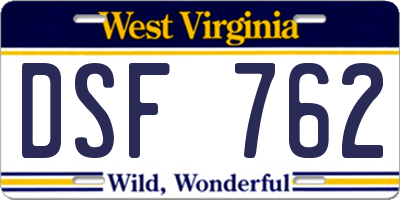 WV license plate DSF762