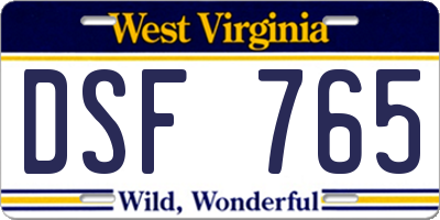 WV license plate DSF765